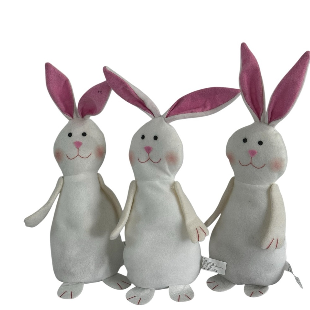 Set of 3 Soft Neutral Felt Easter Bunnies -Minimal Farmhouse Spring Decor